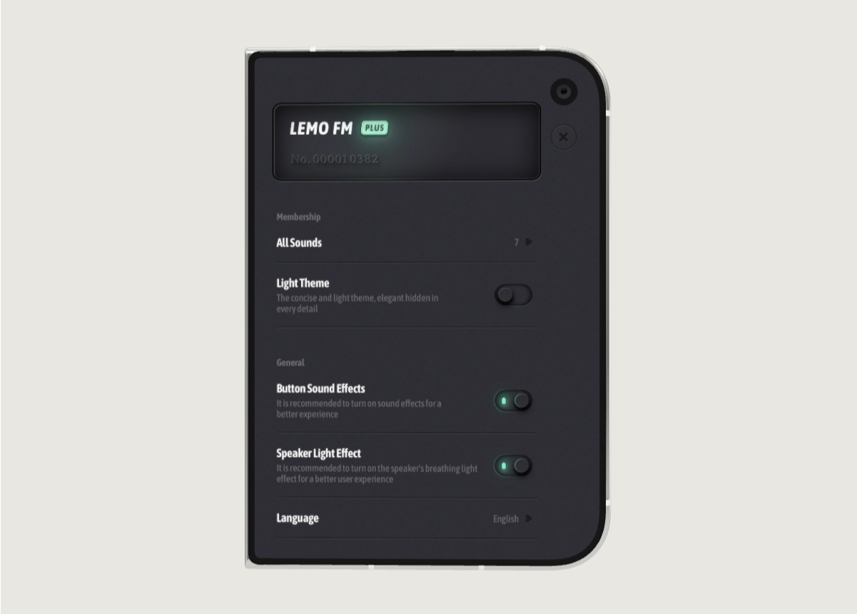 LEMO FM-indstillingssidegrænseflade på iPhone Duo