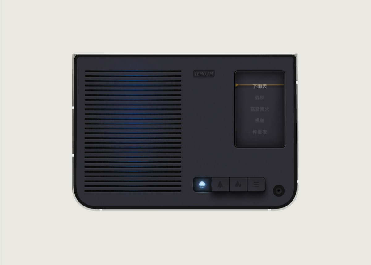 LEMO FM 在 iPhone Duo 上的外屏深色主界面界面