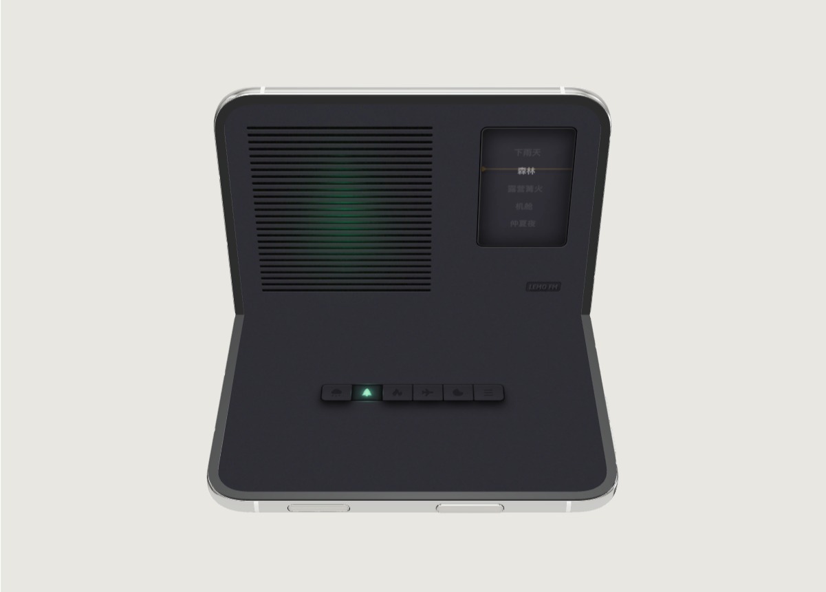 LEMO FM 在 iPhone Duo 上的桌面悬停界面